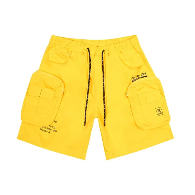 Printed Utility Lounge Windbreaker Shorts - Canary