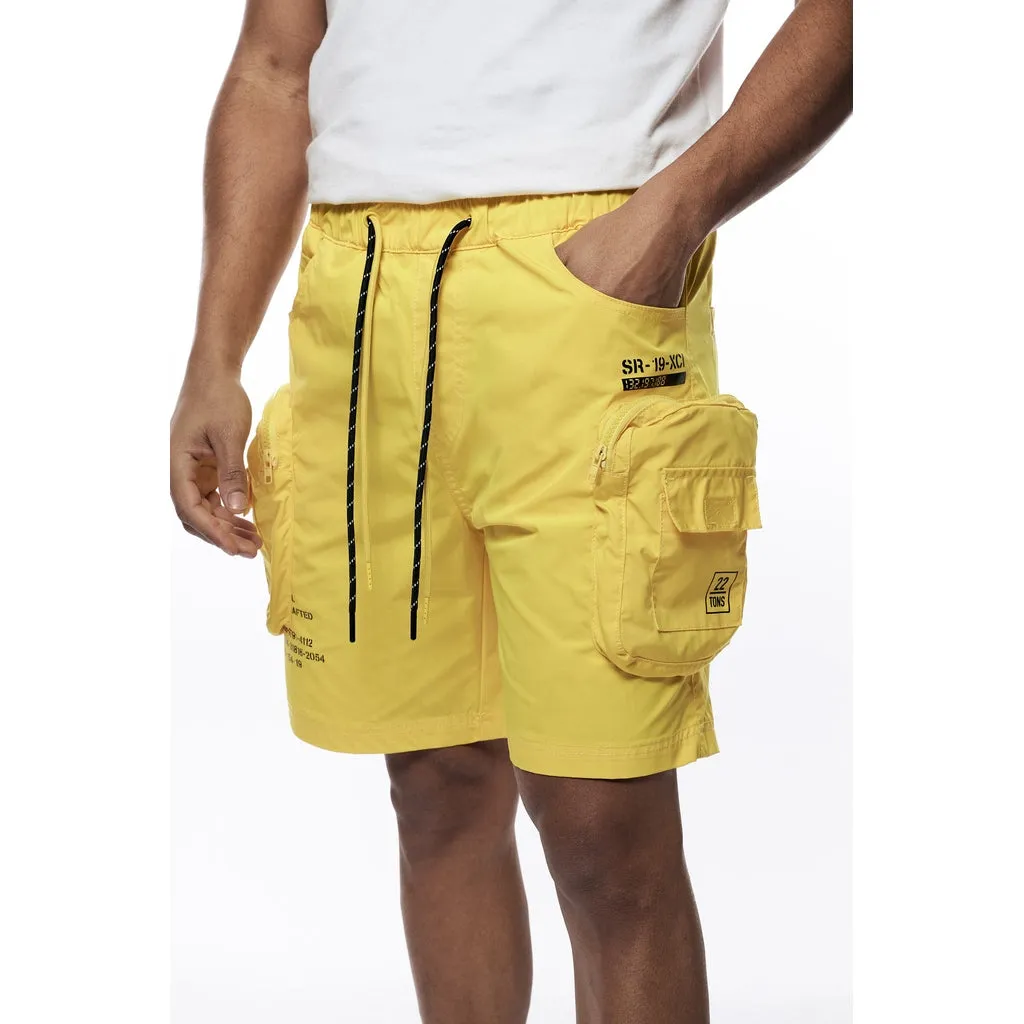 Printed Utility Lounge Windbreaker Shorts - Canary