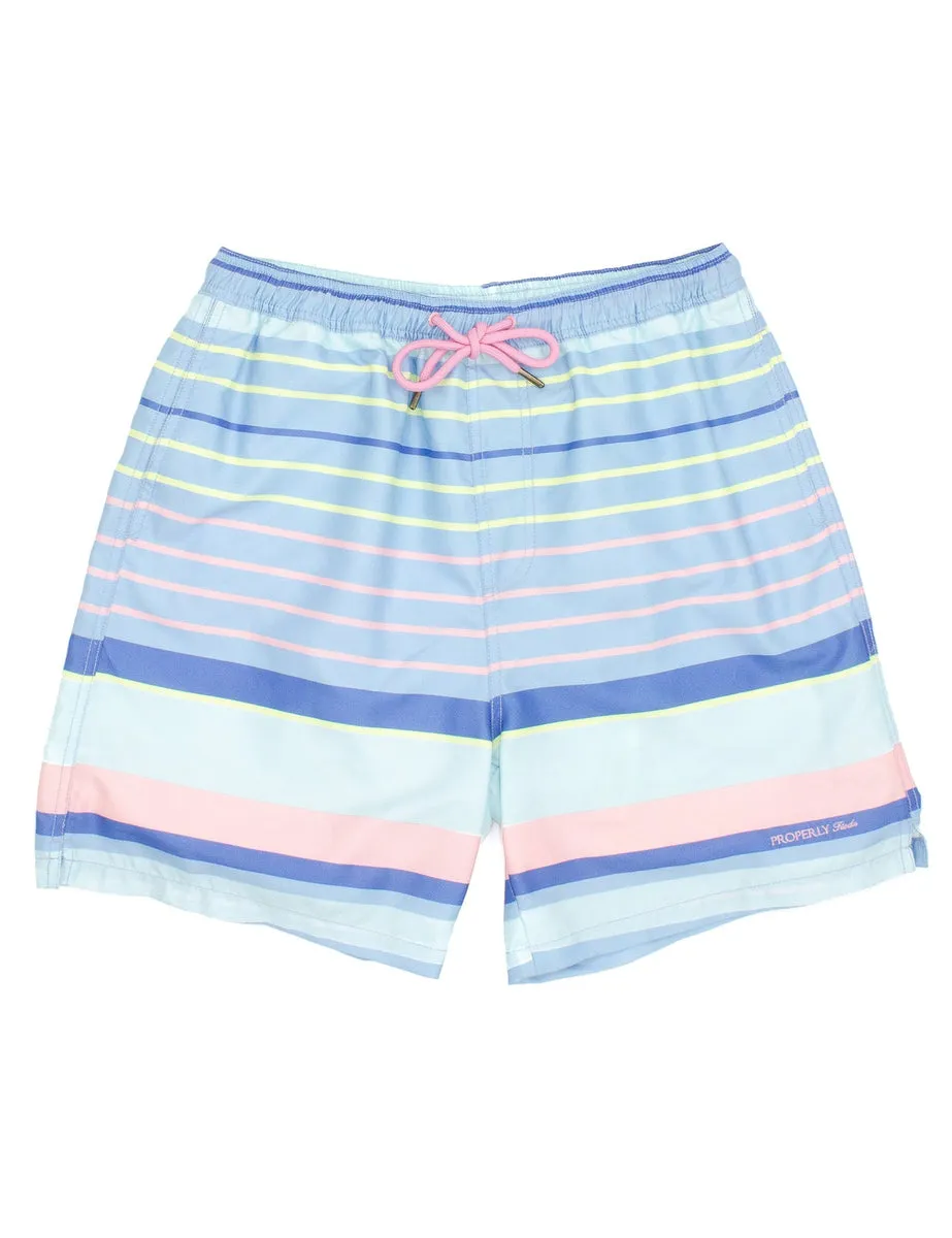 Properly Tied Men’s Swim Trunk - Santa Monica Stripe