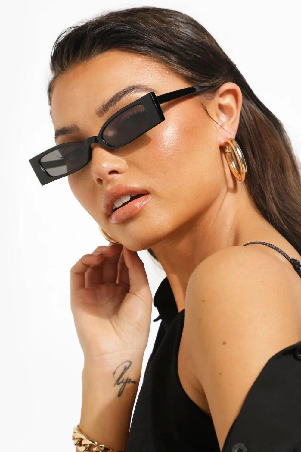 Rectangle Squared Flat Cat Eye Sunglasses