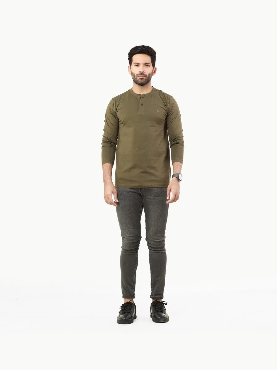 Regular Fit Henley Tee - FMTBF22-014