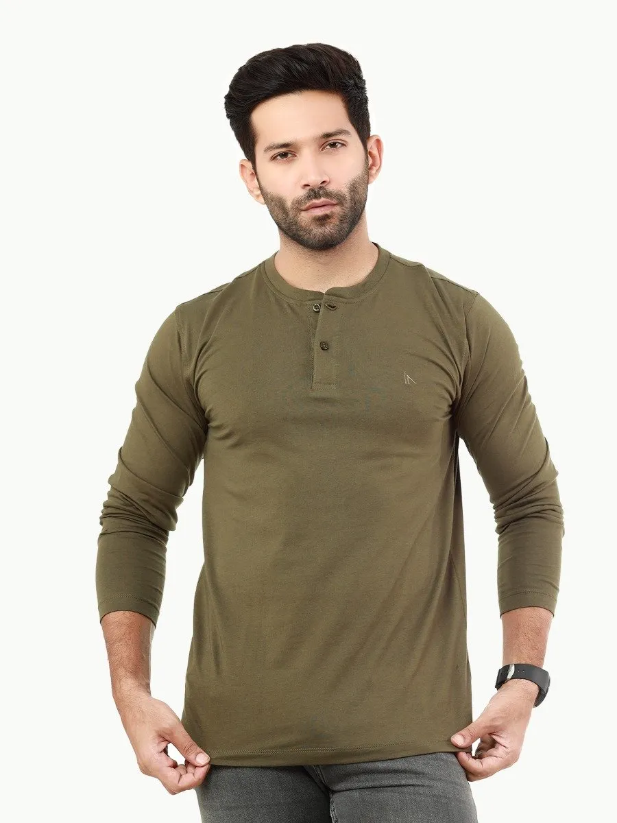 Regular Fit Henley Tee - FMTBF22-014