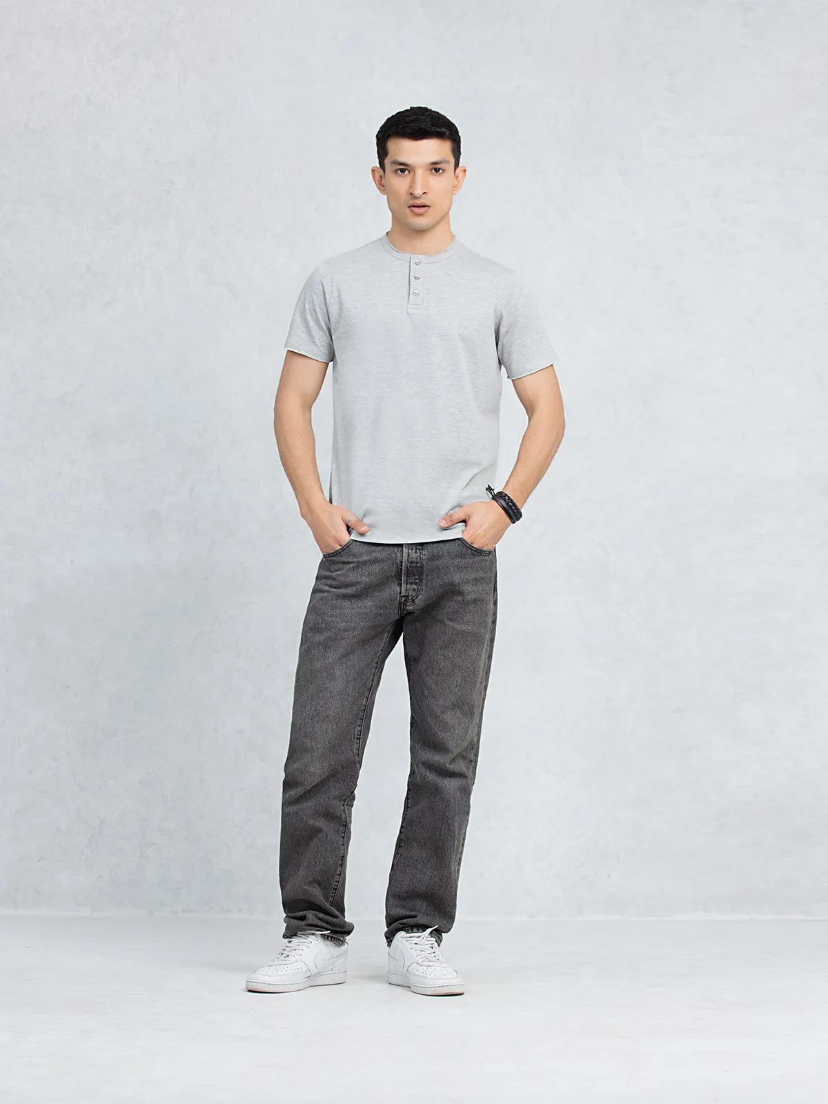 Regular Fit Henley Tee - FMTCT23-002