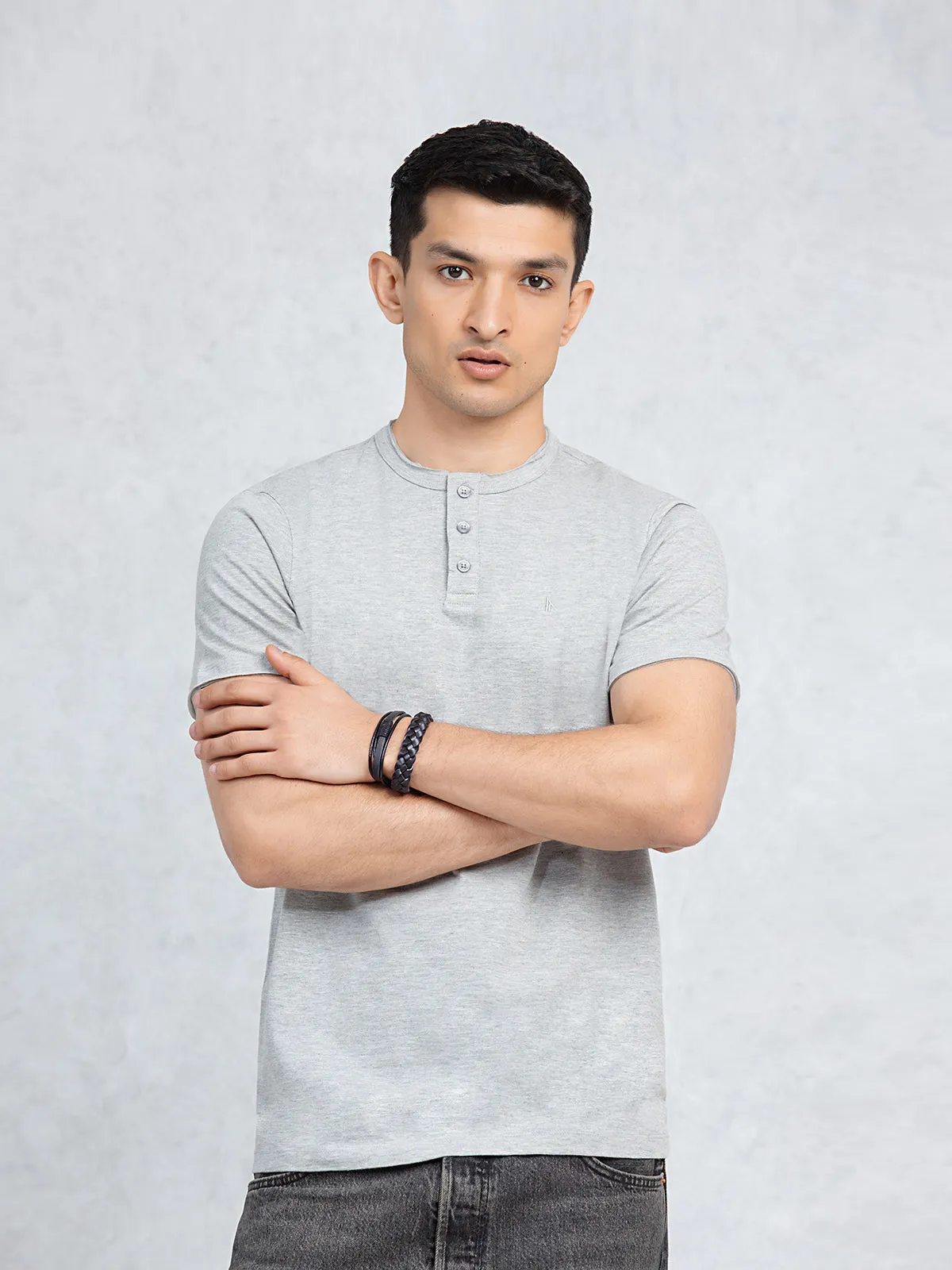 Regular Fit Henley Tee - FMTCT23-002