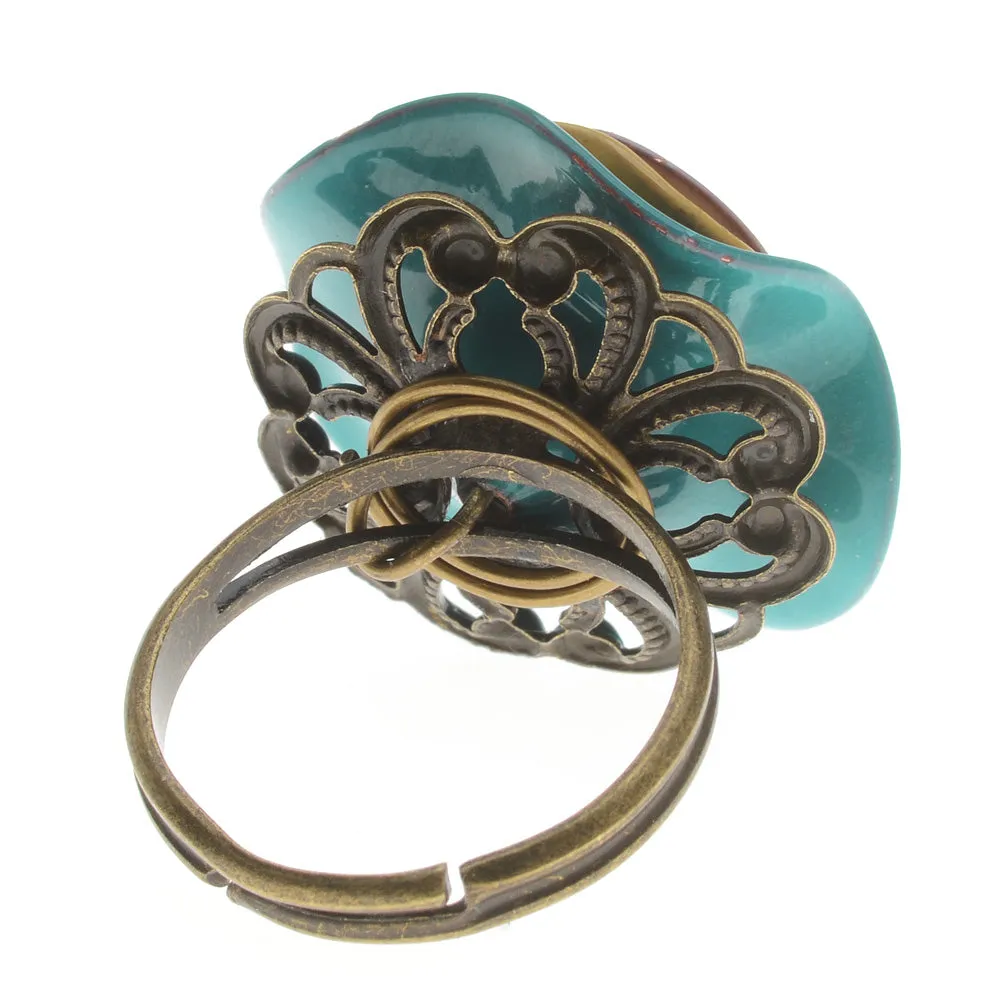 Retired - Enameled Flowers Spinner Ring