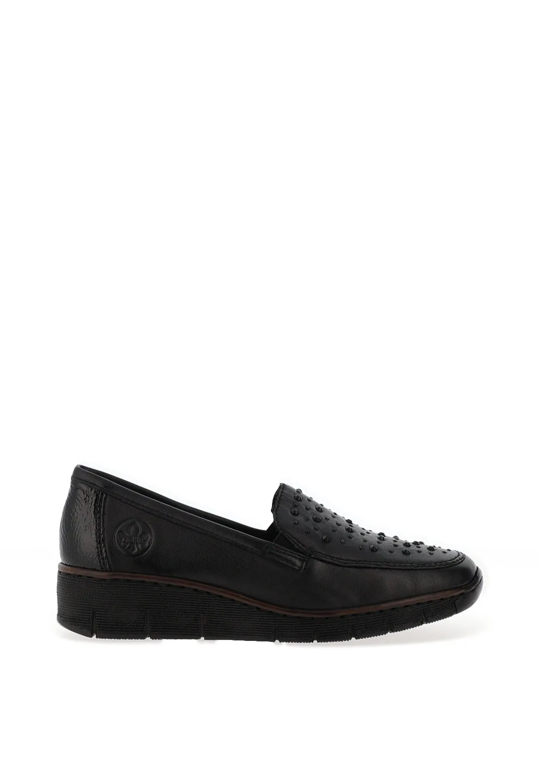 Rieker Embellished Leather Loafers, Black