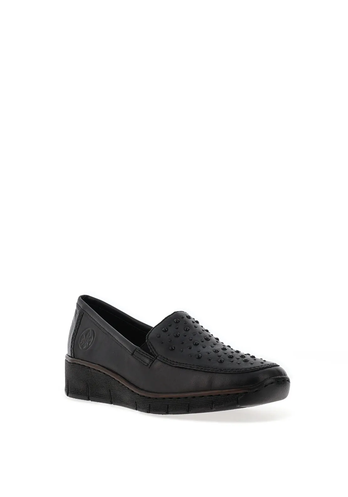 Rieker Embellished Leather Loafers, Black