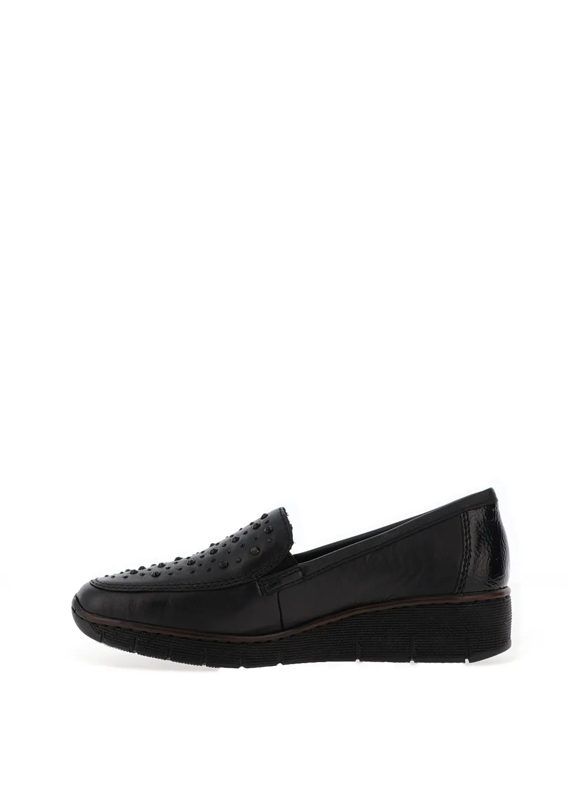 Rieker Embellished Leather Loafers, Black