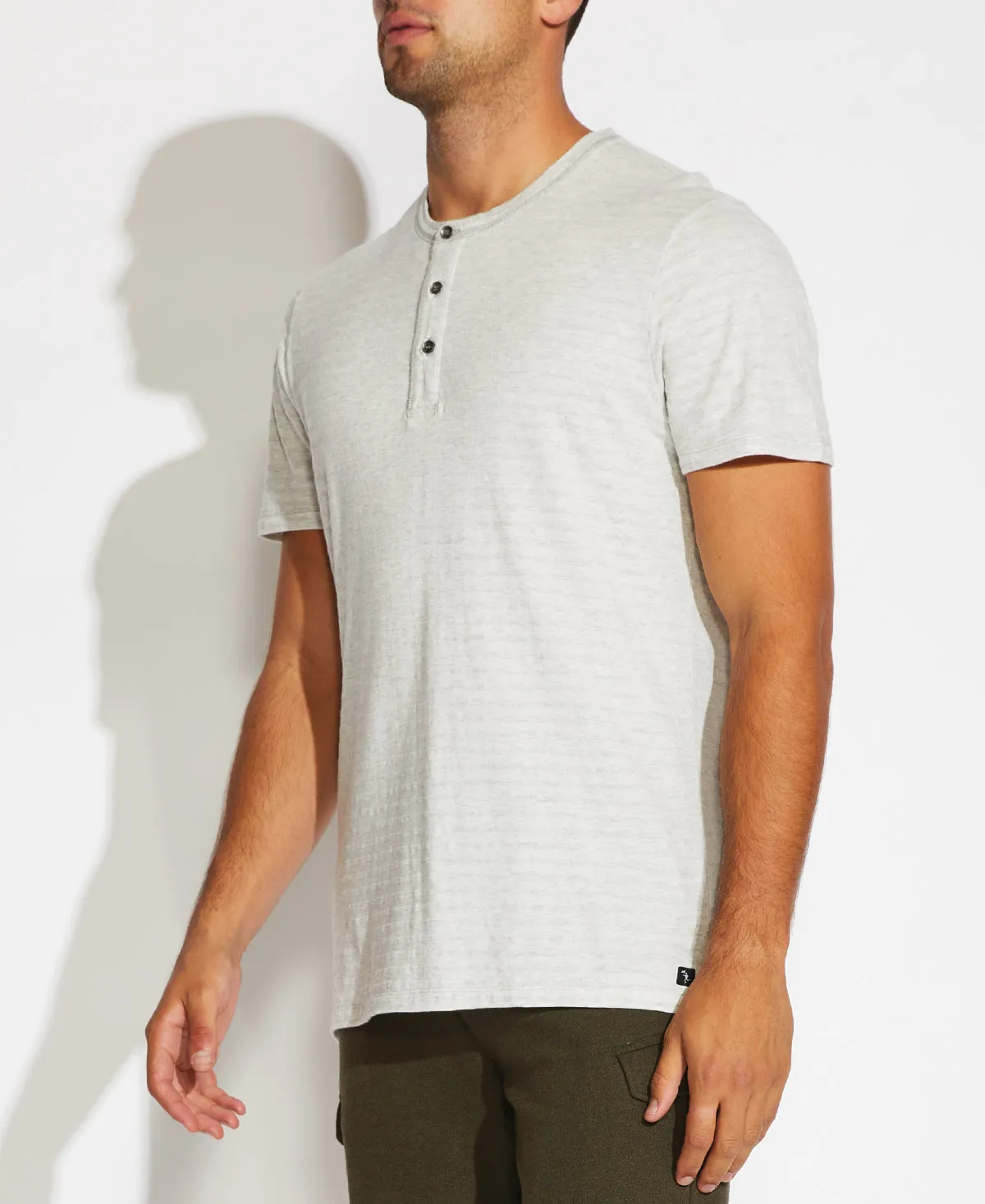 Riley Henley T-Shirt (Heather Light Gray)