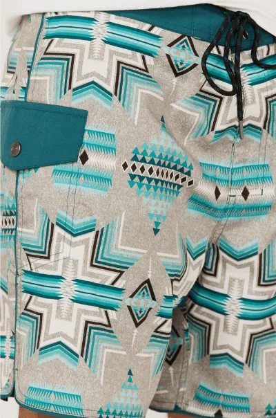 Rock and Roll Cowboy Men's Heather Aztec Swim Board Shorts BM68W04349