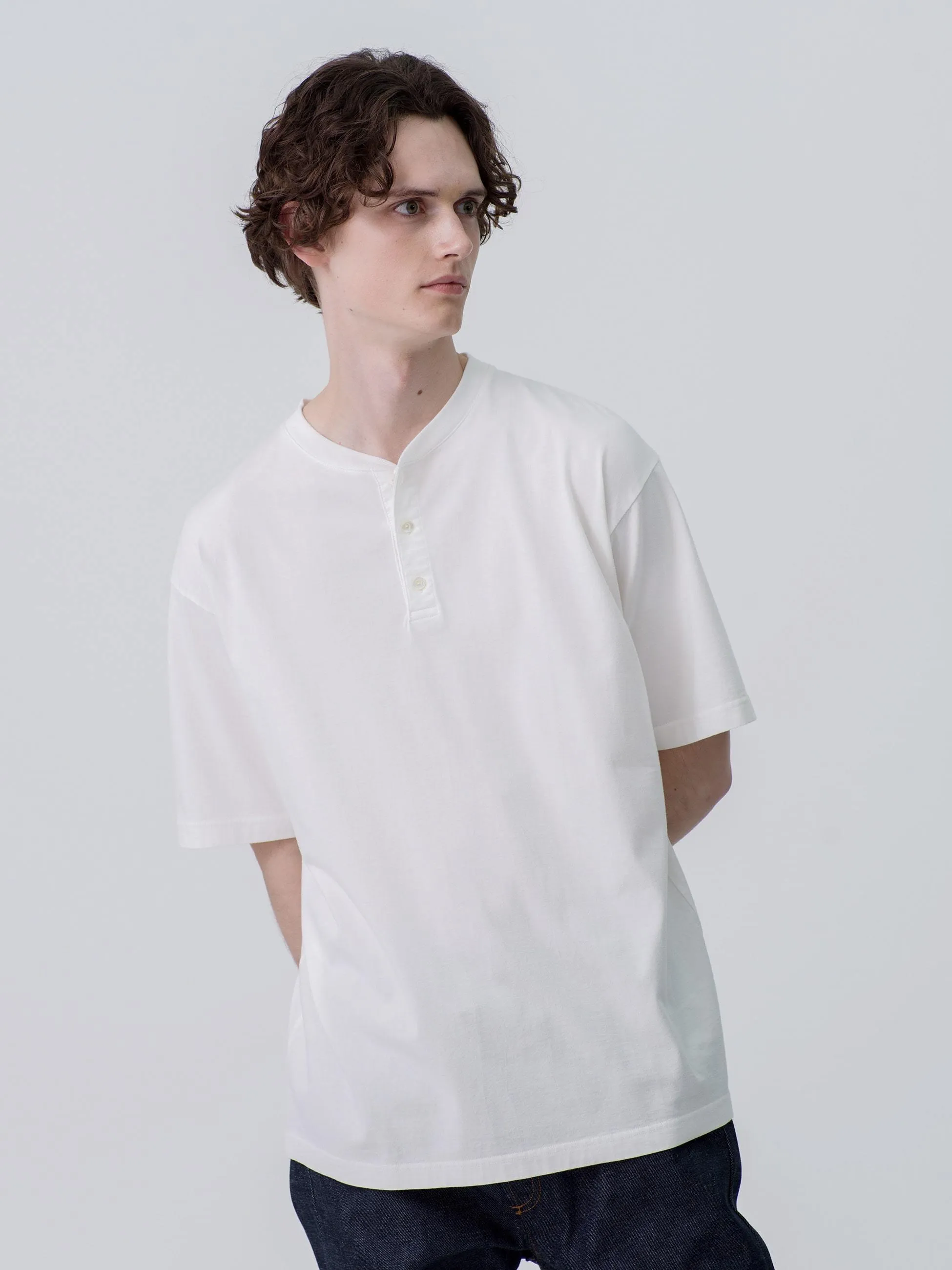 Ron Herman  |Henry Neck Plain Cotton Short Sleeves Surf Style