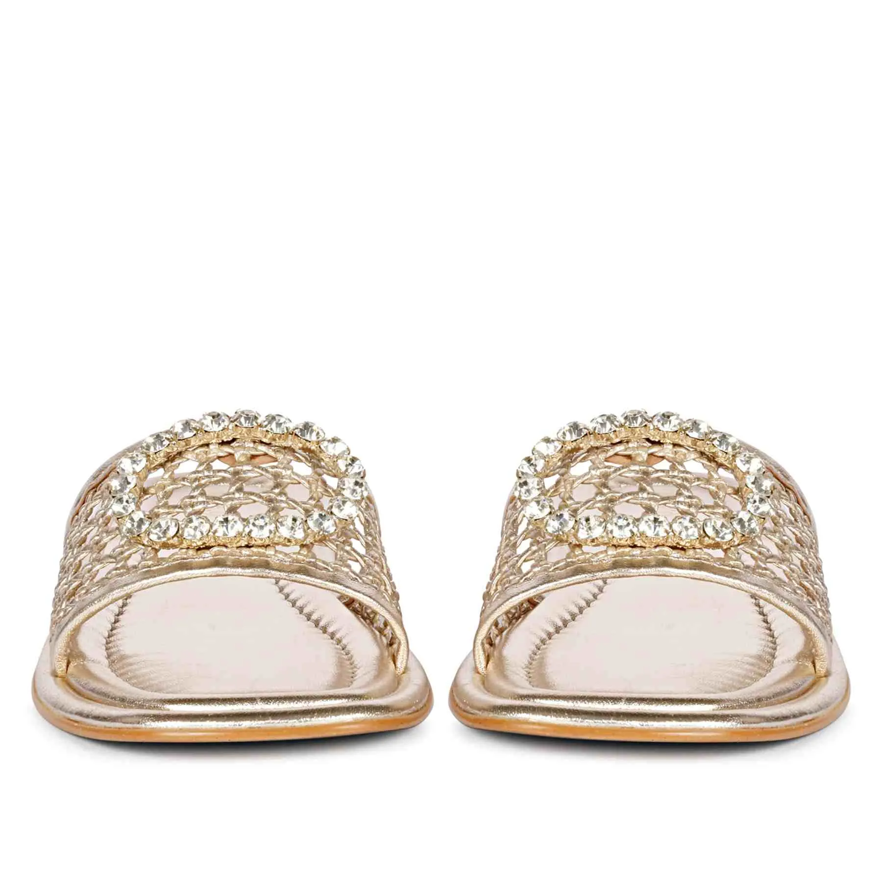 Saint Carly Gold Leather Flat Sandal