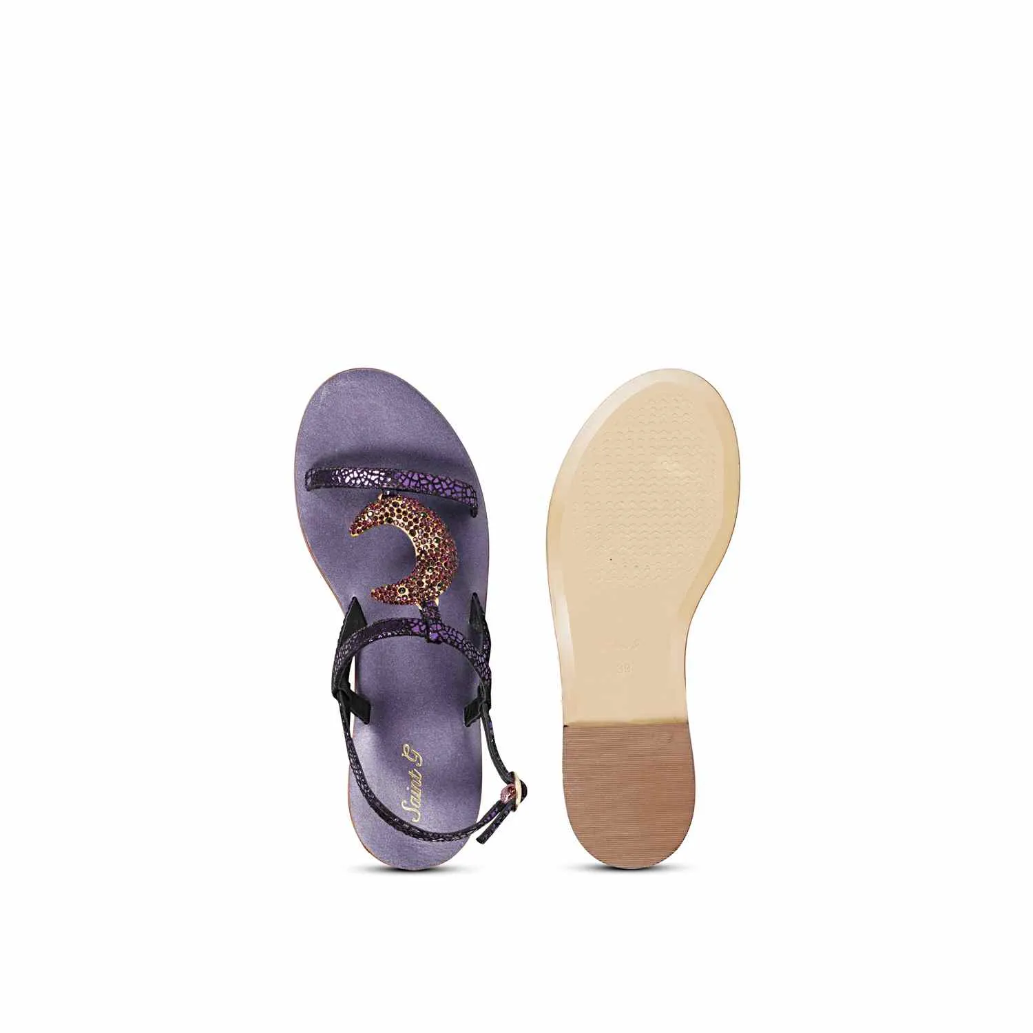 Saint Daisy Purple Leather Flat Sandal