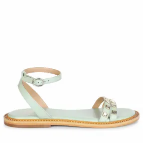 Saint Ivy Mint Leather Flat Sandal