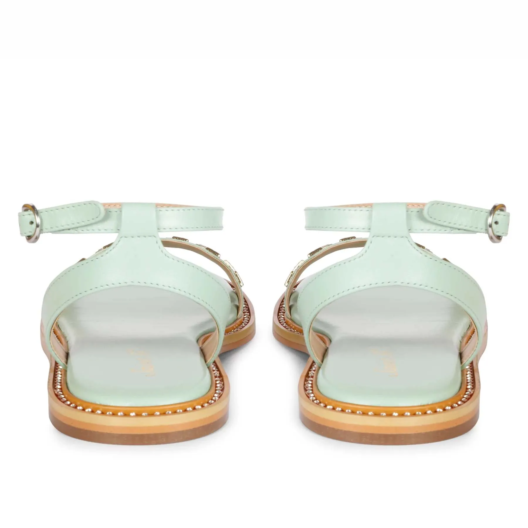 Saint Ivy Mint Leather Flat Sandal