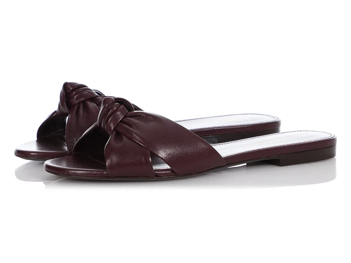 Saint Laurent Wine-Red Flat Sandals