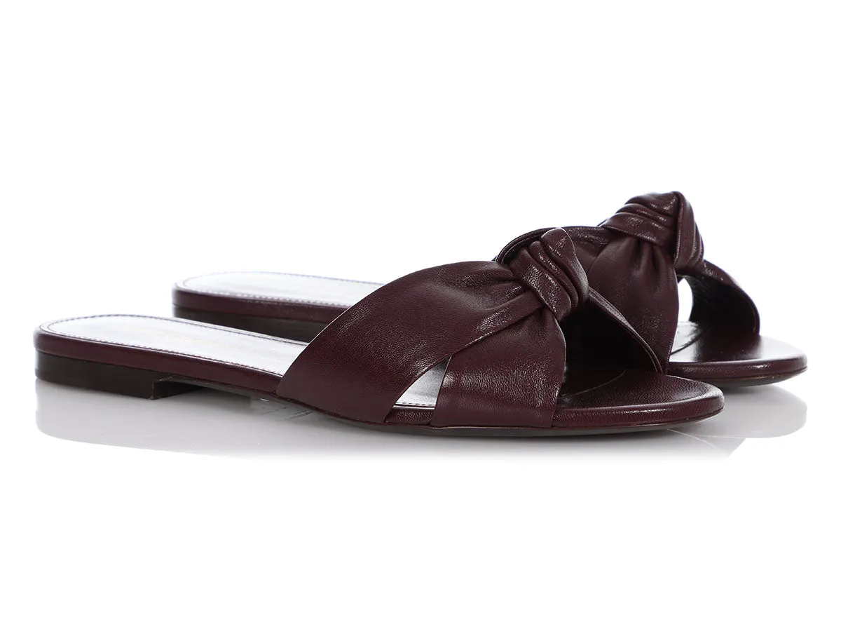 Saint Laurent Wine-Red Flat Sandals