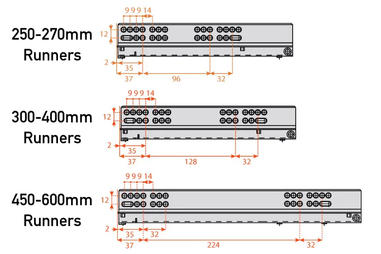 Salice 6555 Soft Close Full Extension Concealed Drawer Runners