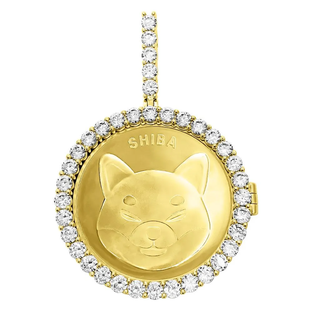 SHIBA Coin Iced Out Frame Pendant