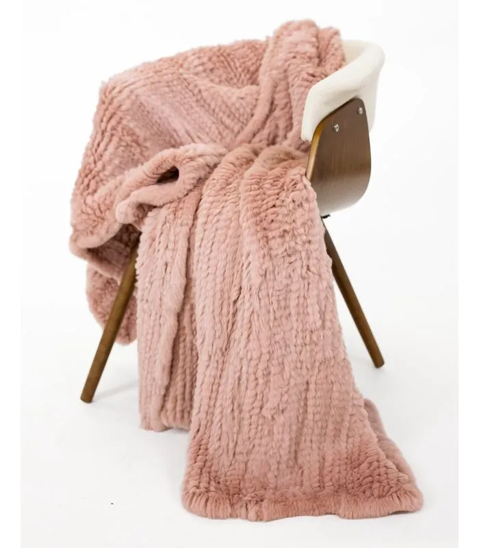 Shop the Sandy Rose Knit Rex Rabbit Fur Throw only at FurSource.com