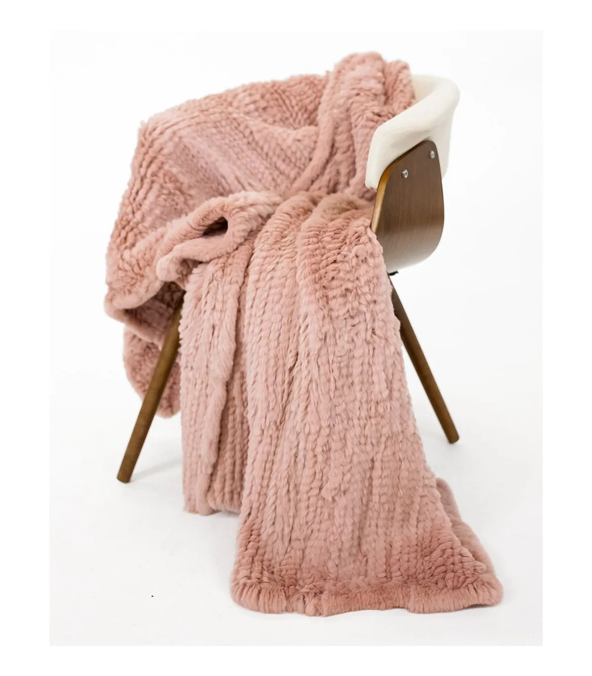 Shop the Sandy Rose Knit Rex Rabbit Fur Throw only at FurSource.com