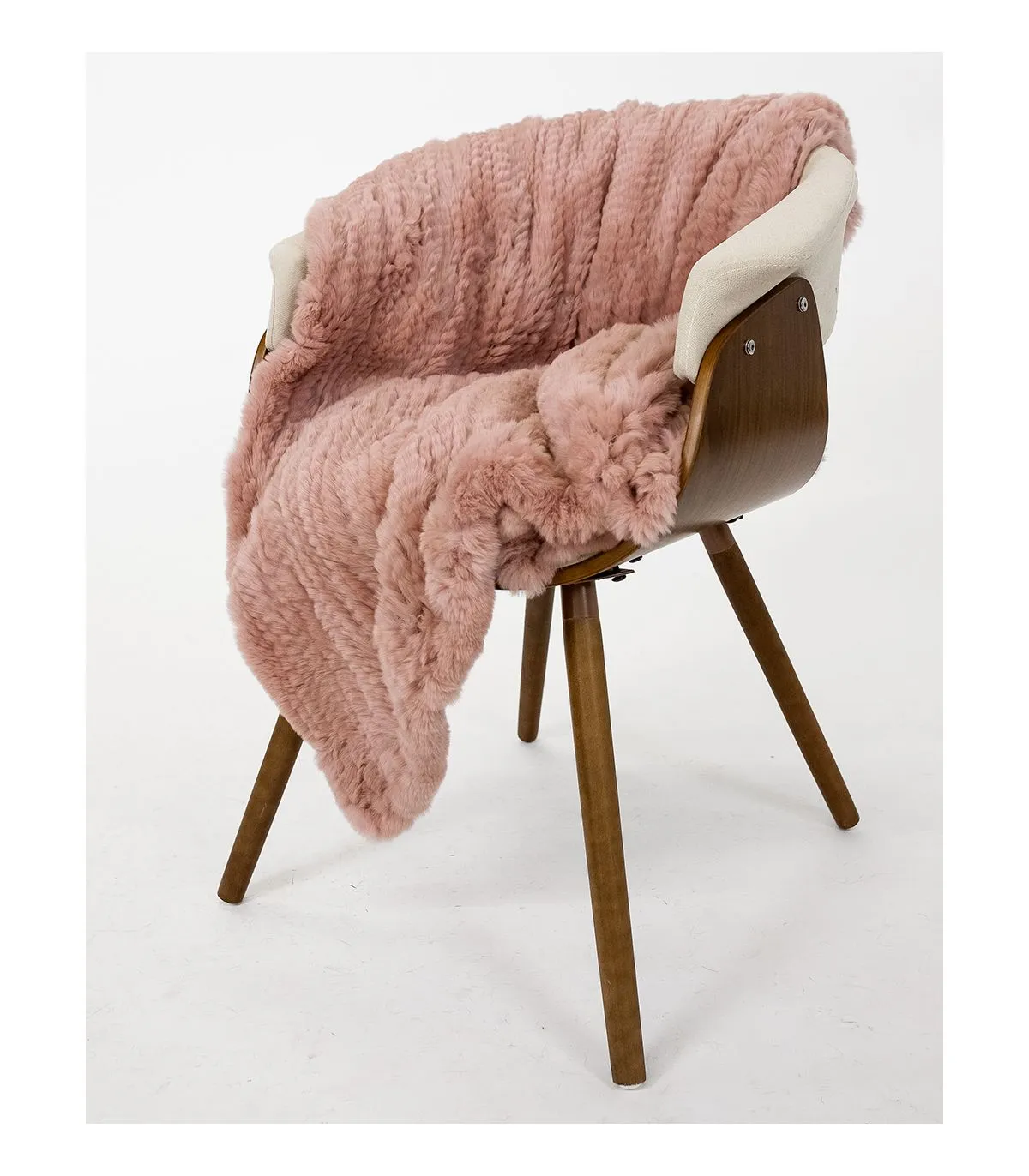 Shop the Sandy Rose Knit Rex Rabbit Fur Throw only at FurSource.com