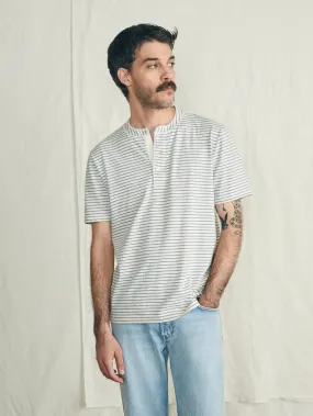 Short Sleeve Sunwashed Henley in Stripe