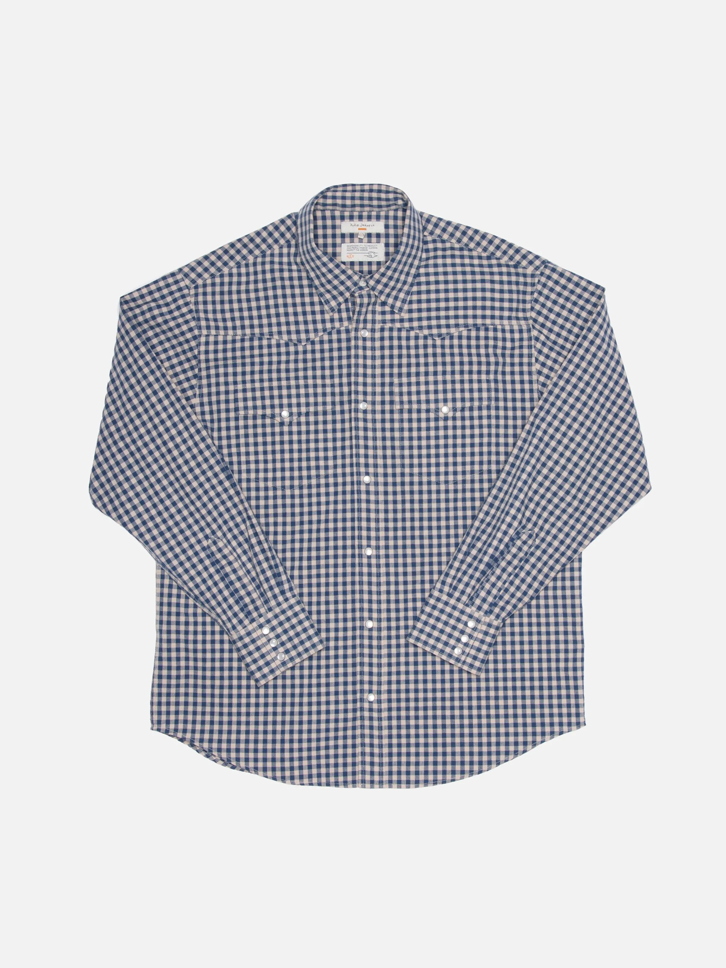 Sigge Gingham Cowboy Shirt Indigo