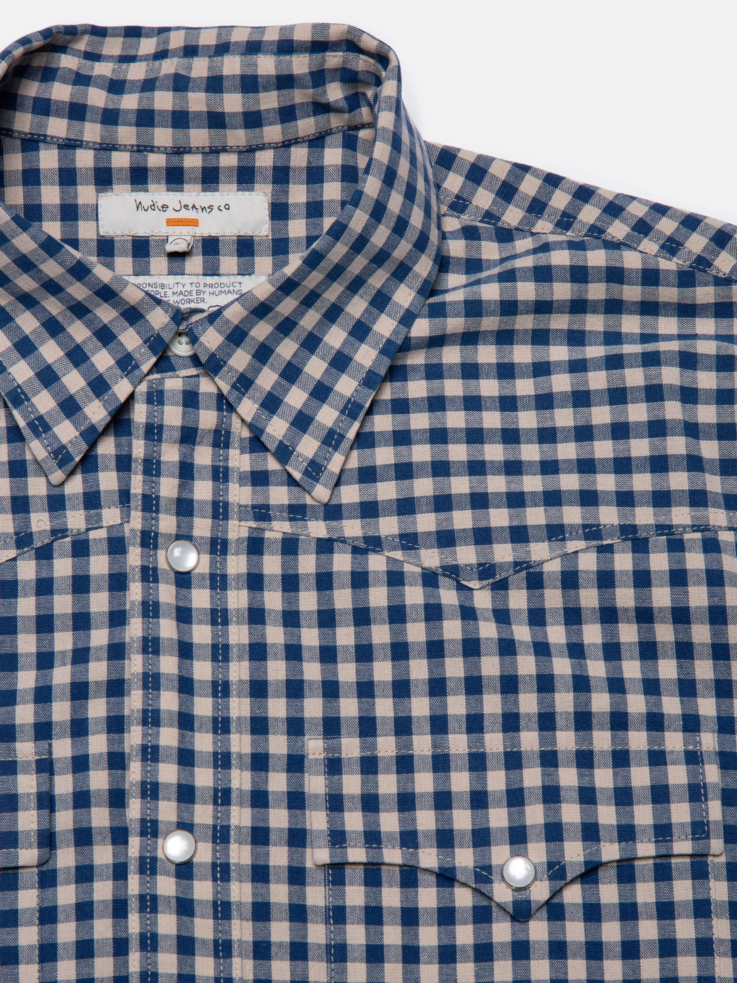 Sigge Gingham Cowboy Shirt Indigo