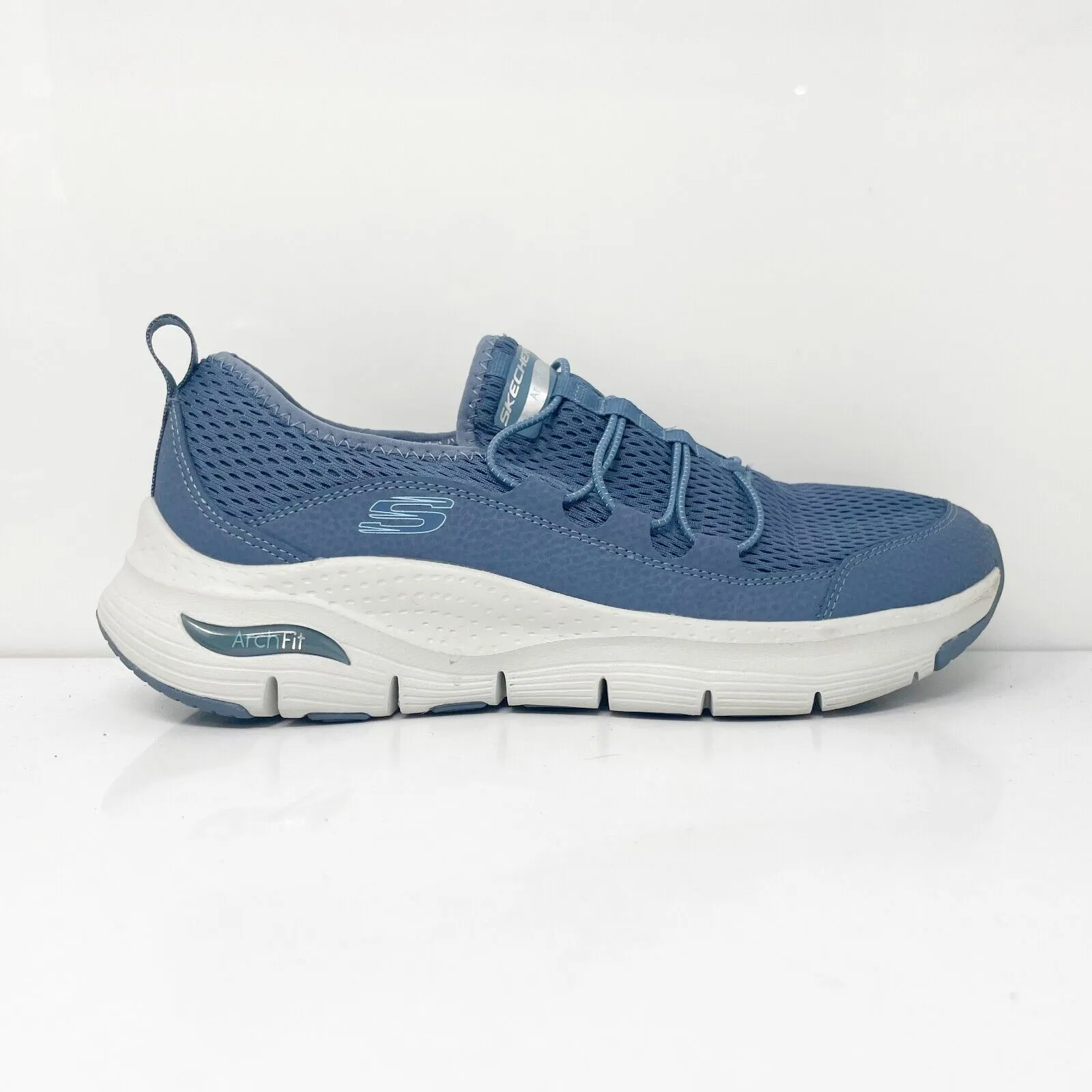 Skechers Womens Arch Fit Lucky Thought 149056 Blue Running Shoes Sneakers Sz 8.5