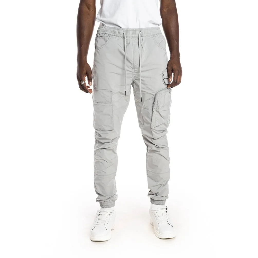 Slim Multi Pocket Cargo Windbreaker Joggers - Light Grey