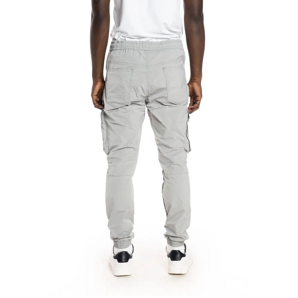 Slim Multi Pocket Cargo Windbreaker Joggers - Light Grey