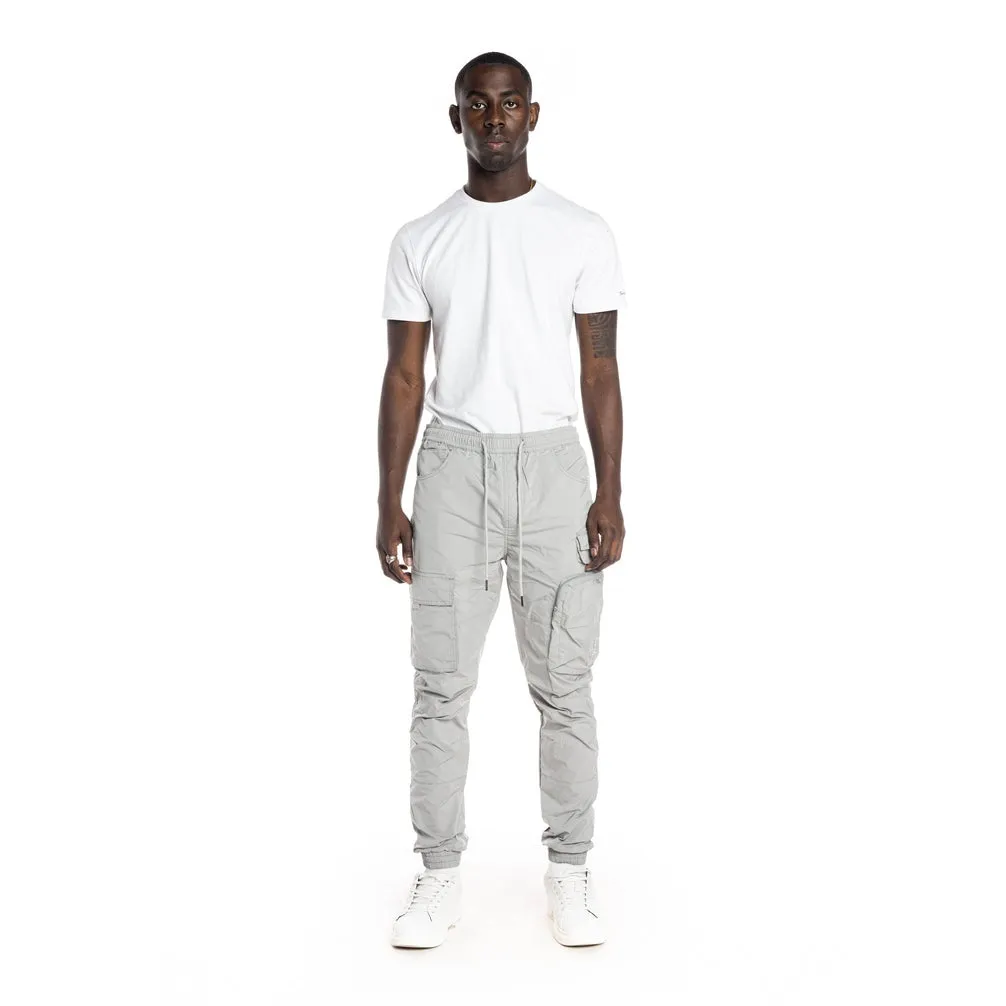 Slim Multi Pocket Cargo Windbreaker Joggers - Light Grey