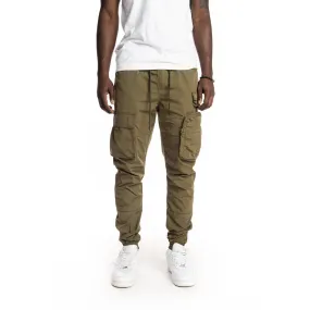 Slim Multi Pocket Cargo Windbreaker Joggers - Olive