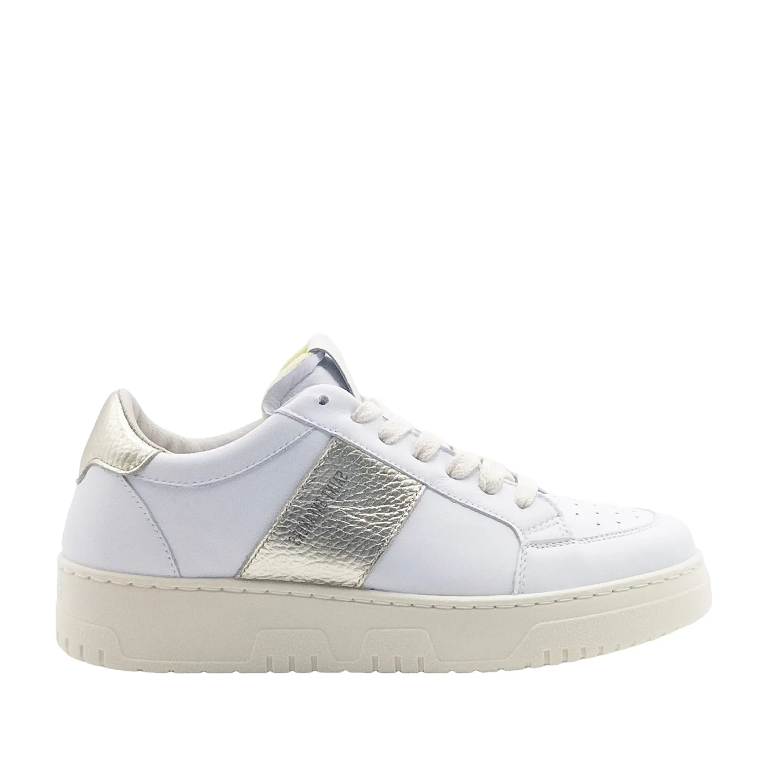 Sneakers in pelle bianca e oro