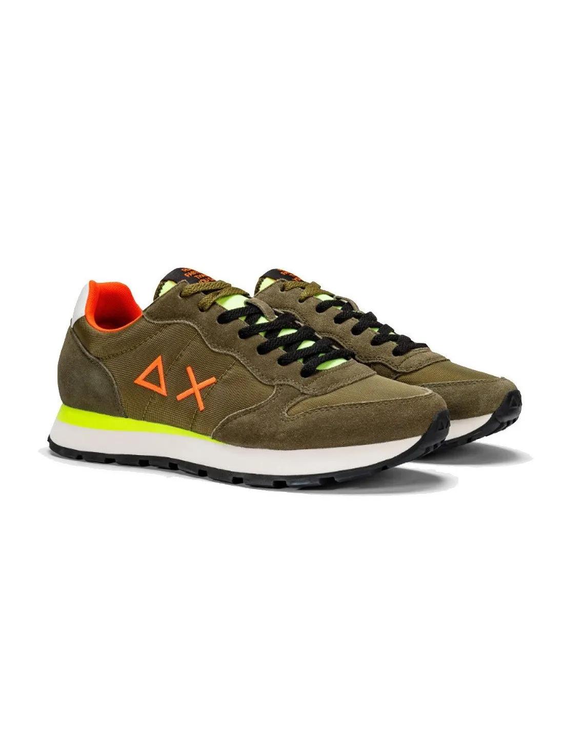 Sneakers Sun68 uomo Tom fluo Z34102 verde militare