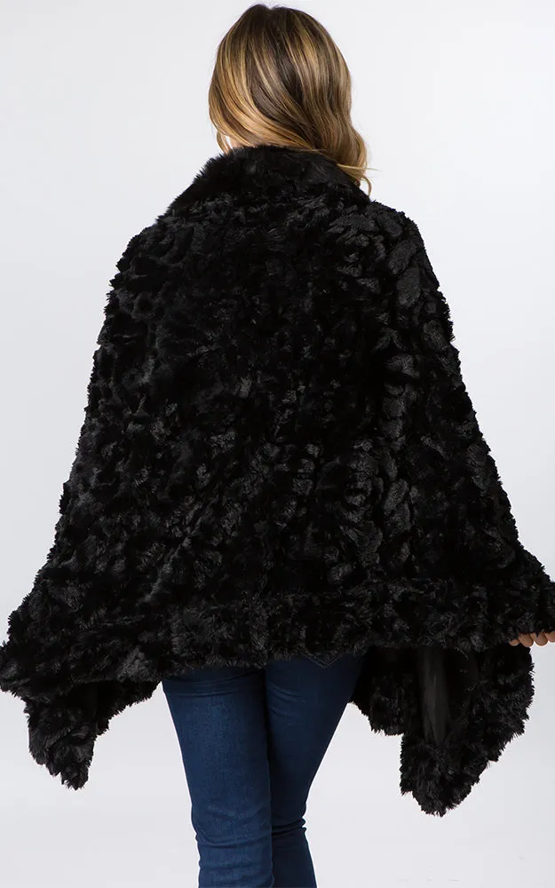 SP8402 Faux Fur Shawl with Fur Trim