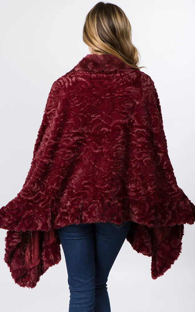 SP8402 Faux Fur Shawl with Fur Trim