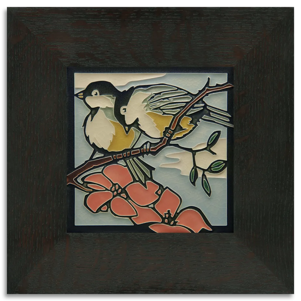 Spring Chicadees 6x6 Ceramic Tile with Frame