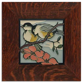 Spring Chicadees 6x6 Ceramic Tile with Frame