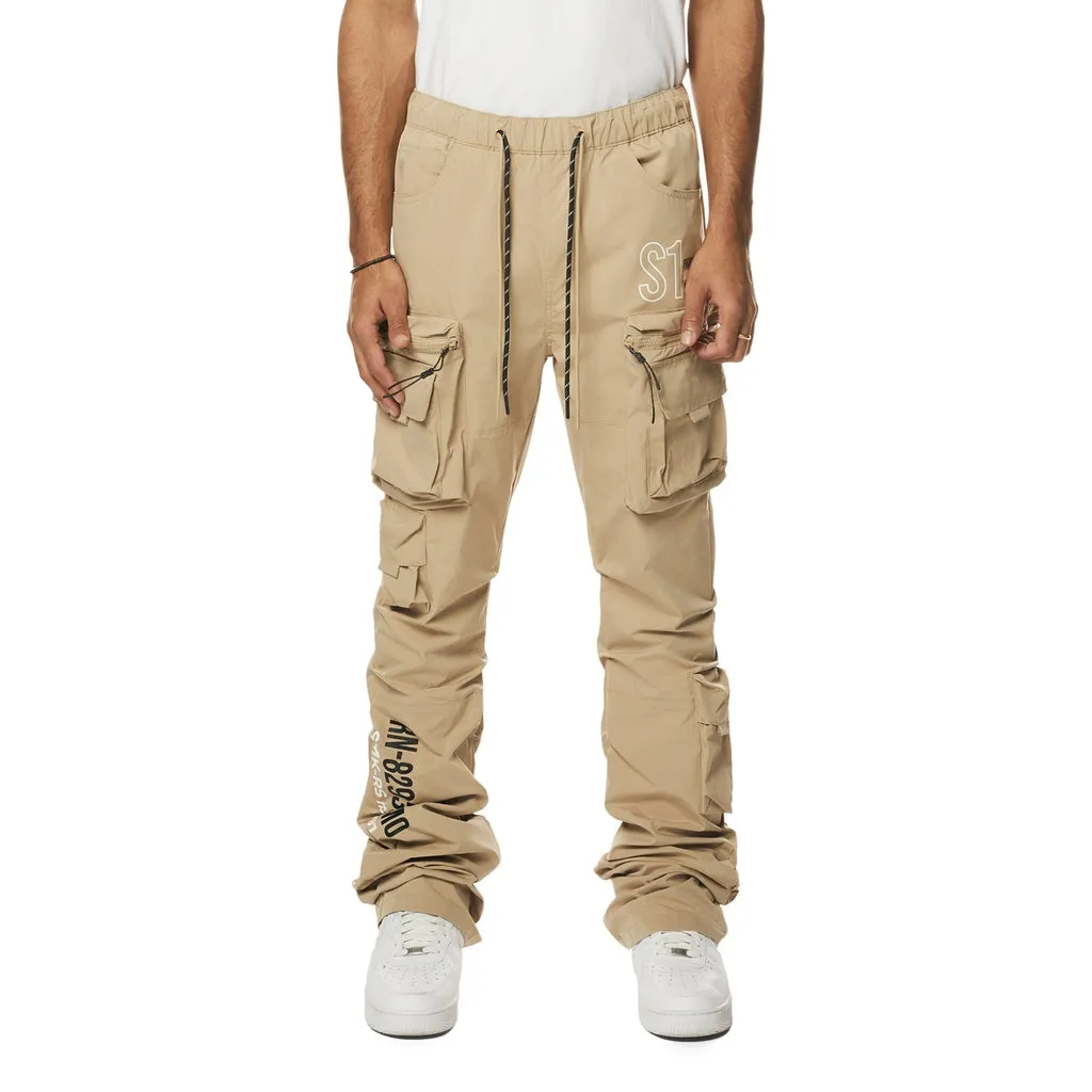 Stacked Utility Windbreaker Cargo Pants - Khaki