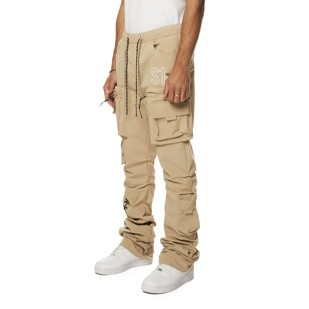 Stacked Utility Windbreaker Cargo Pants - Khaki