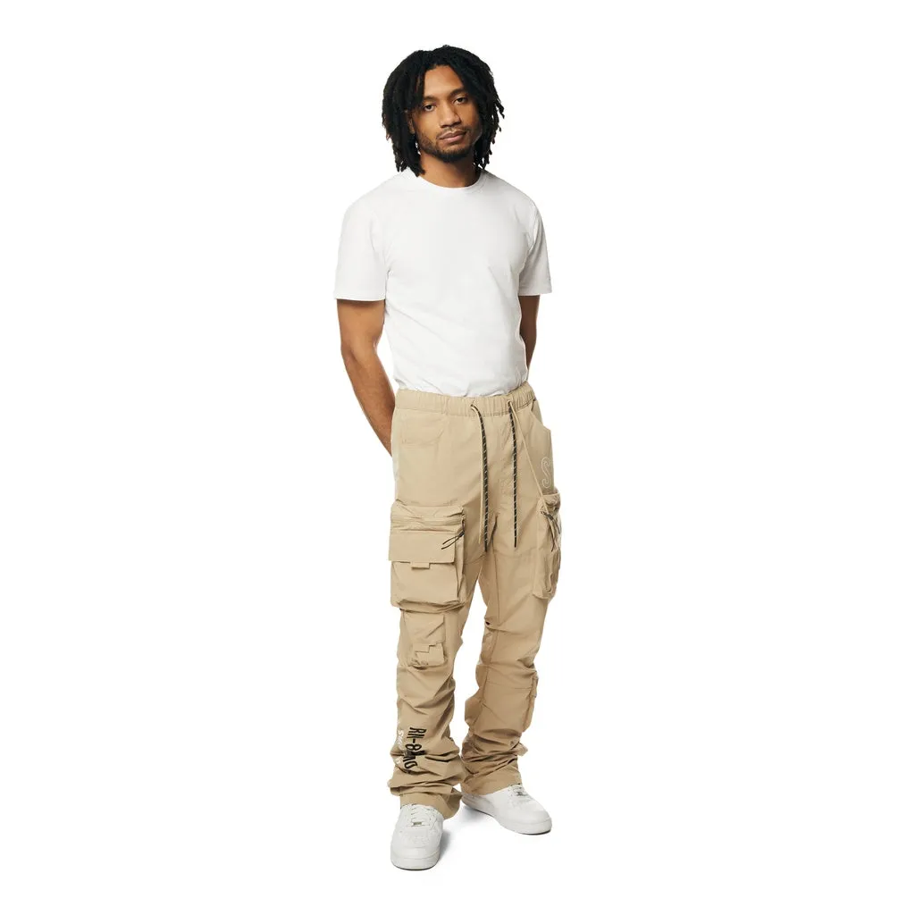 Stacked Utility Windbreaker Cargo Pants - Khaki