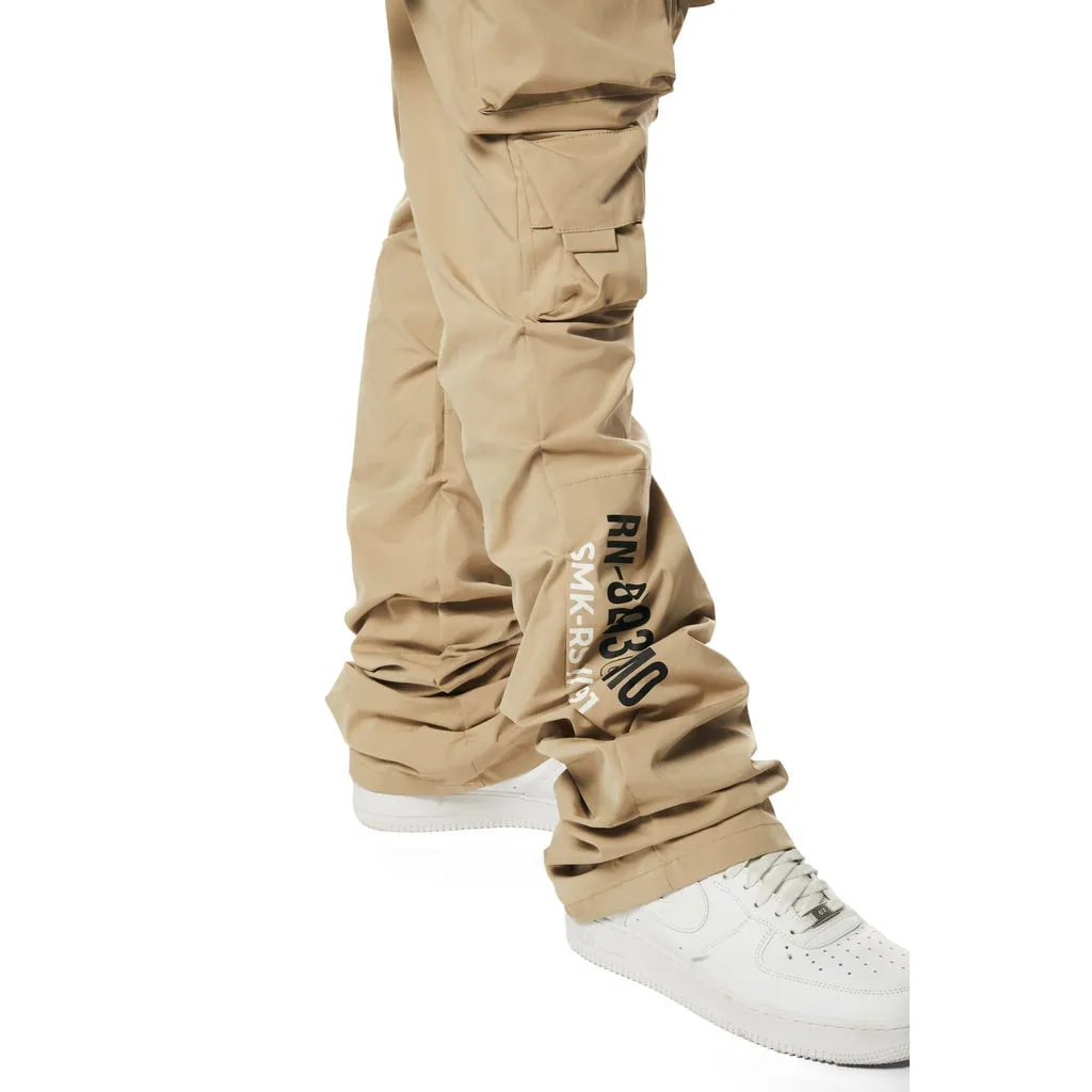 Stacked Utility Windbreaker Cargo Pants - Khaki