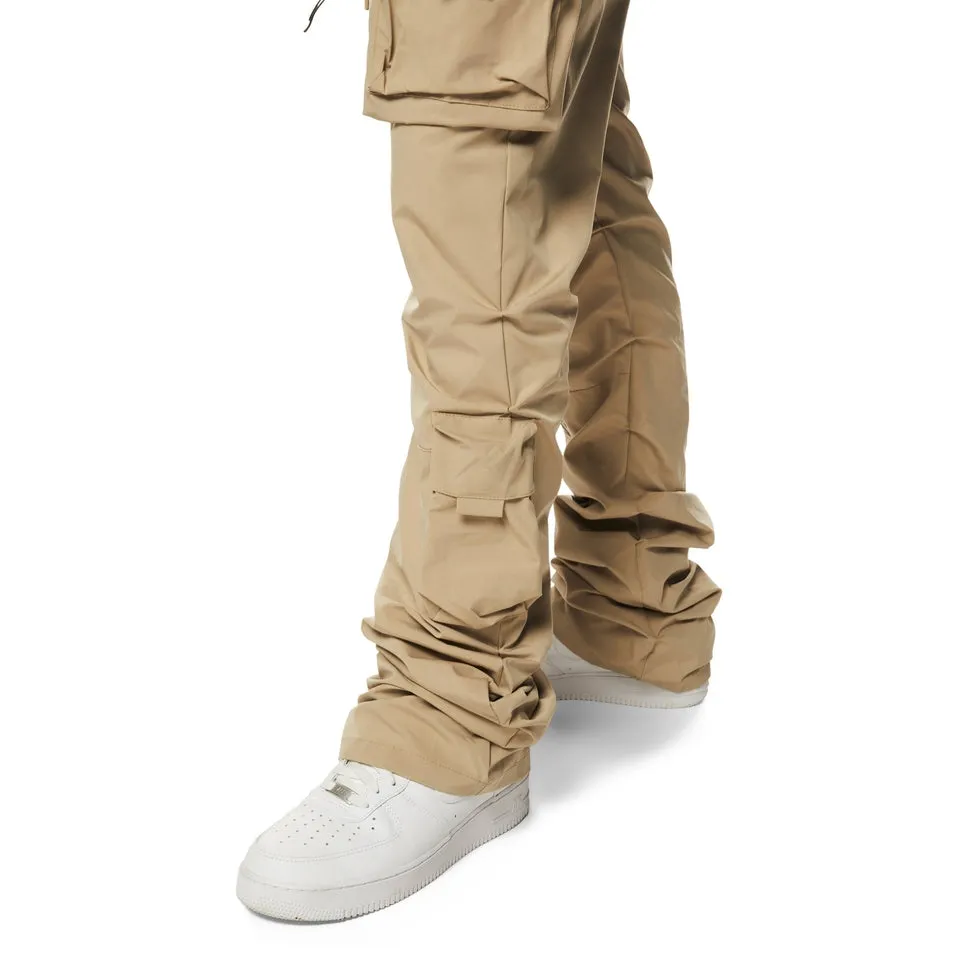 Stacked Utility Windbreaker Cargo Pants - Khaki