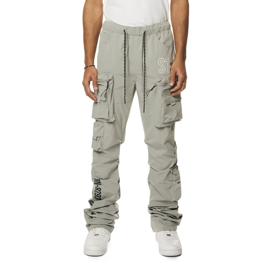 Stacked Utility Windbreaker Cargo Pants - Light Grey