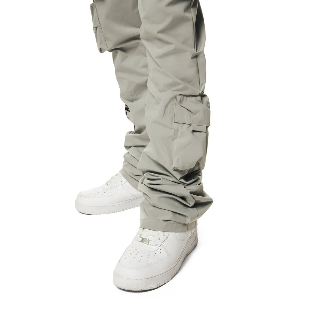 Stacked Utility Windbreaker Cargo Pants - Light Grey