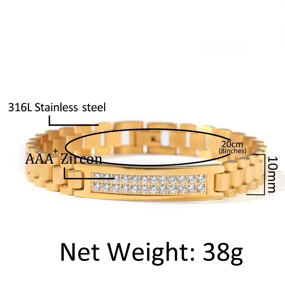 Stainless Steel Minimalist Iced-Out CZ Bar Link Bracelet