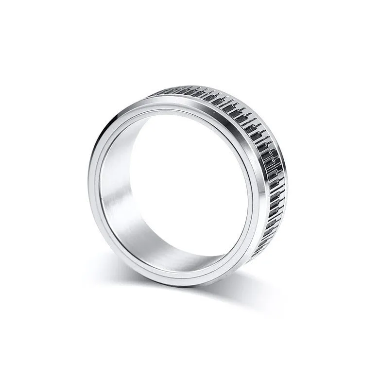 Stainless Steel Piano Keyboard Musical SPINNER Ring