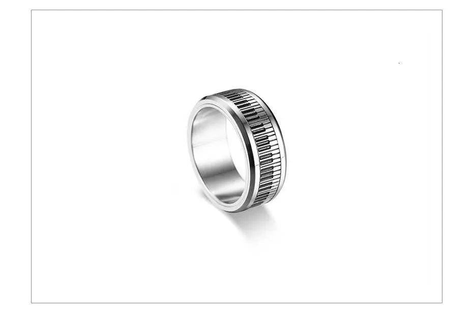 Stainless Steel Piano Keyboard Musical SPINNER Ring